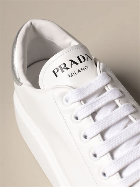 prada women white sneakers|prada denim sneakers.